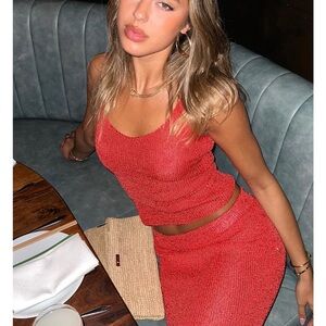 White Fox Boutique Red Maxi Skirt Set